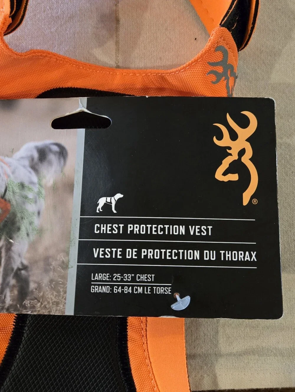 Browning Pet Products Chest Protection Vest Neoprene Reflective Orange/Black L